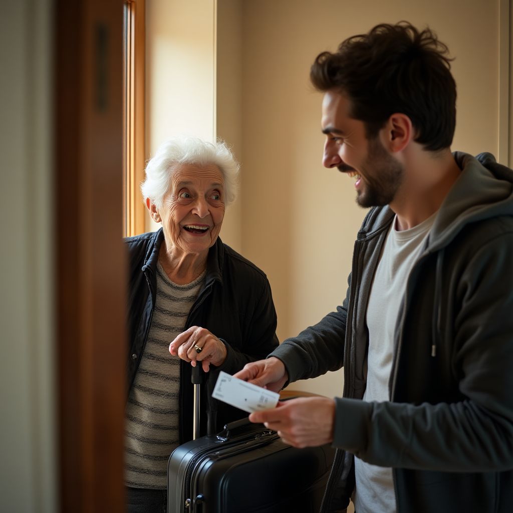 Внук пришёл навестить бабушку, но чемодан у двери был только началом…